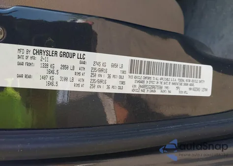 2011 Chrysler Town & Country Touring from USA, damaged, VIN 2A4RR5DG2BR675580